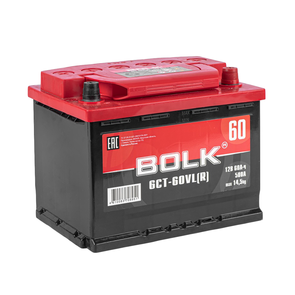 Аккумулятор BOLK Standart 60 Ач обратный R+ 242x175x190 L2 EN 500 А