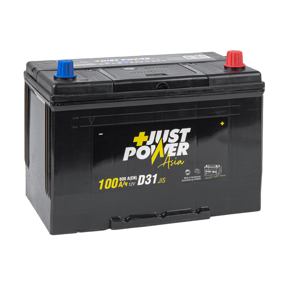 Аккумулятор JUST POWER+ ASIA 100 Ач обратный R+ 304x173x220 D31 EN 800 А