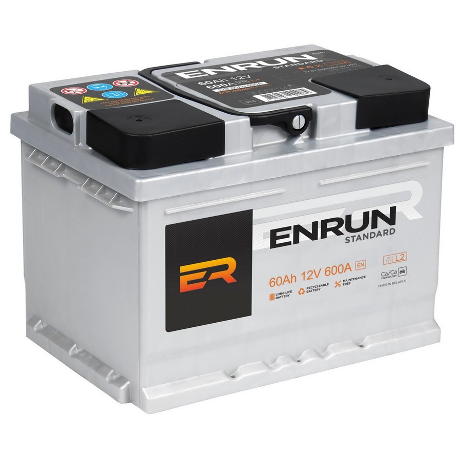 ENRUN ES600 Аккумулятор 60А/ч 600А 12V обратная (-) (+) полярн. стандартные  (Т1) клеммы