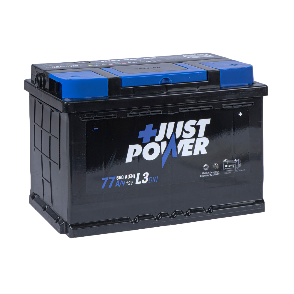 Аккумулятор JUST POWER+ 77 Ач обратный R+ 278x175x190 L3 EN 660 А