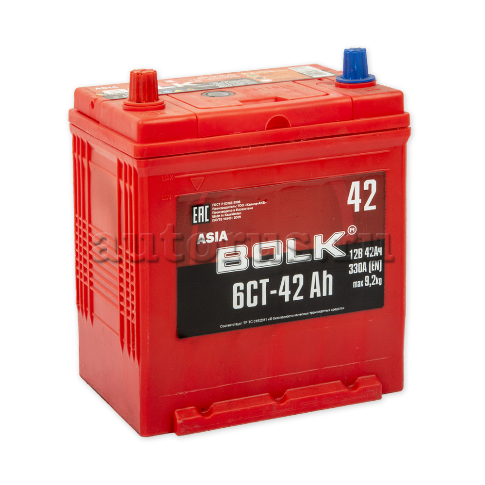 BOLK ABJ421 Аккумулятор 42 А/ч 330 А 12V Прямая полярн. тонкие вынос.(Азия)  клеммы