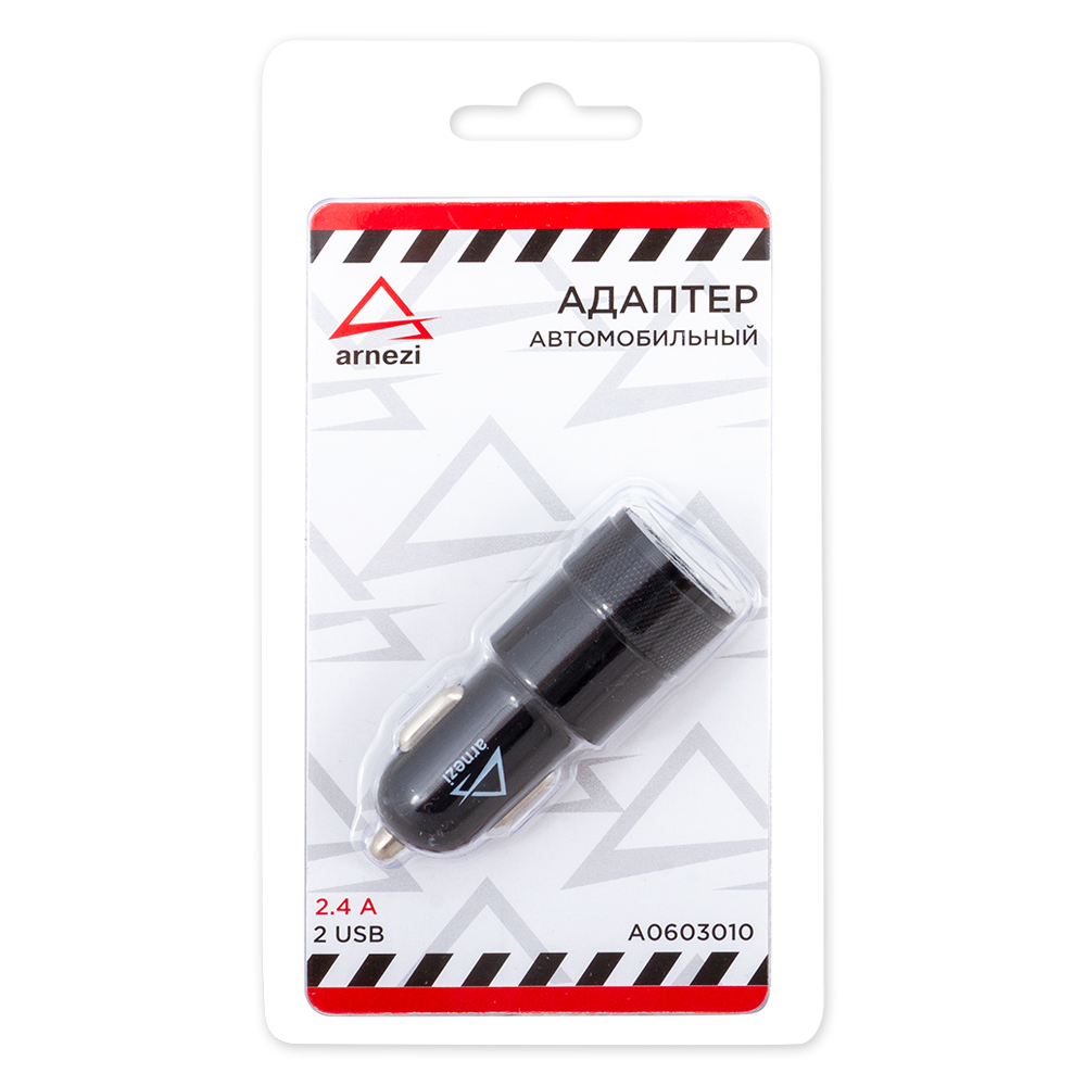 Адаптер автомобильный 2хUSB 5В 2.4А в прикуриватель Черный ARNEZI A0603010