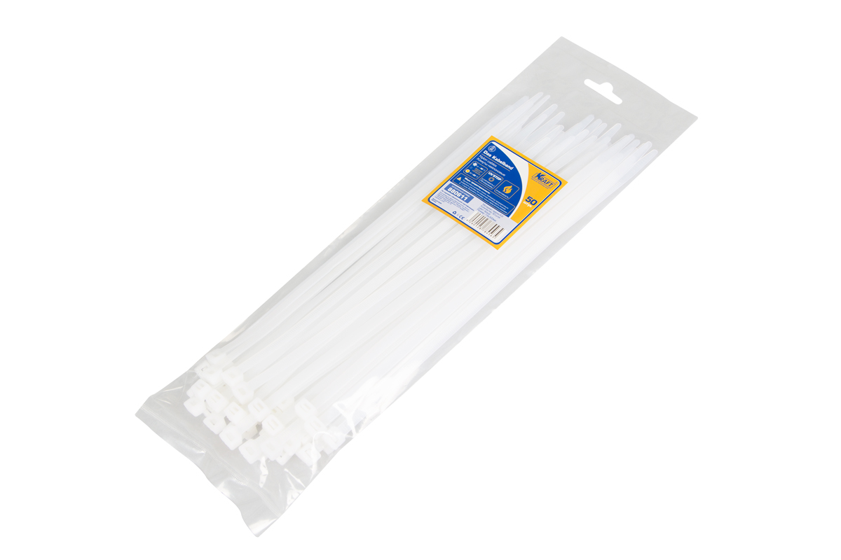 Хомут ленточный белый 7 6*300мм (50шт.) (KRAFT)