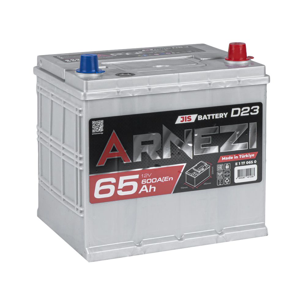 Аккумулятор ARNEZI JIS SMF 65 Ач обратный R+ 230x172x225 D23 EN 600 А