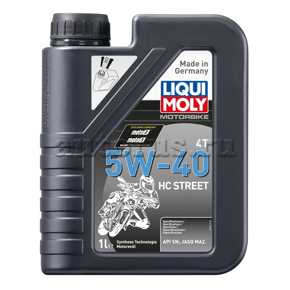 LIQUI MOLY 20750 LiquiMoly НС-синт. мот.масло д/4-т.мотоц. Motorbike 4T HC  Street 5W-40 SN MA2 (1л)