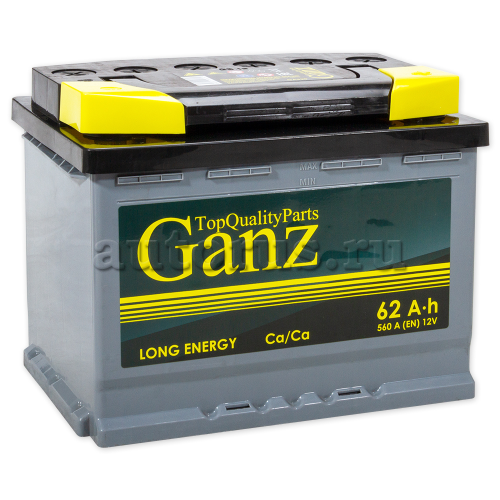 Аккумулятор GANZ Standart 62 А/ч обратный R+ 242x175x190 L2 EN 560 А GANZ артикул GA620 - цена, характеристики, купить в Москве в интернет-магазине автозапчастей АВТОРУСЬ