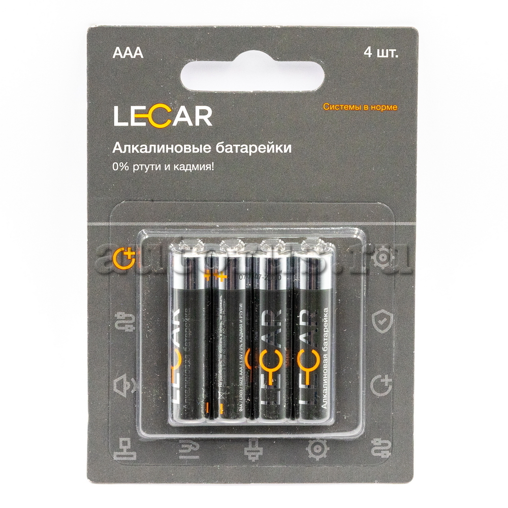Батарейка алкалиновая тип AAA 1 5В LECAR (4 шт в блистере) LECAR LECAR000023106