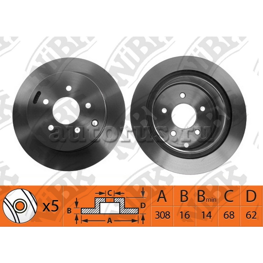 Диск тормозной задний INFINITI EX/M35/M45/G37/NISSAN 350Z /D=308mm NIBK ...