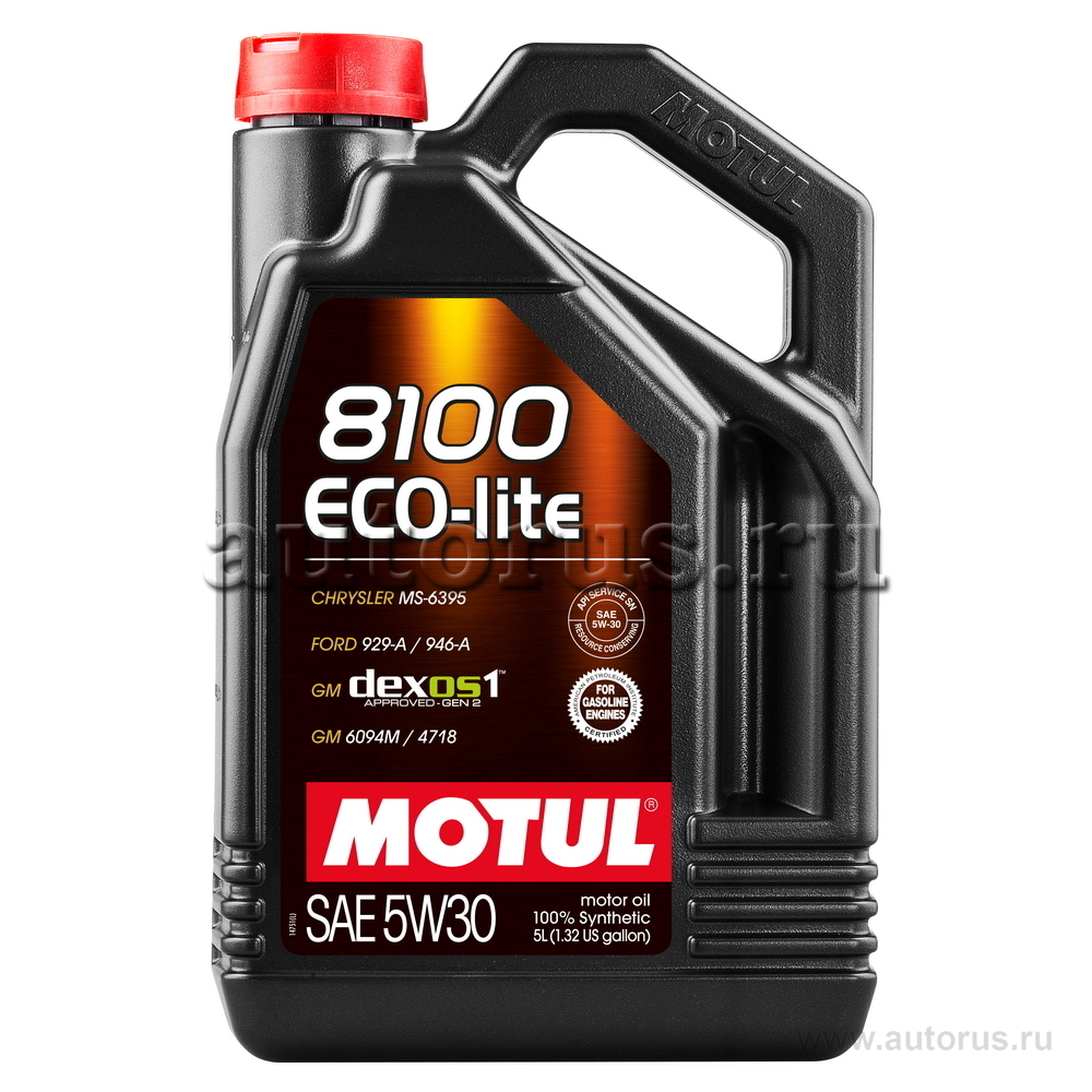 Масло моторное Motul 8100 Eco-Lite 5W-30 синтетическое 5 л 108214 Motul  артикул 108214 - цена, характеристики, купить в Москве в интернет-магазине  автозапчастей АВТОРУСЬ