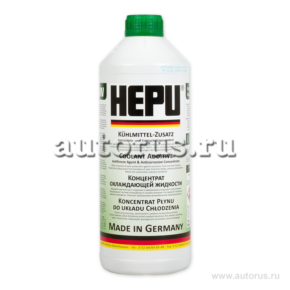 Антифриз HEPU Coolant G11 концентрат зеленый 1,5 л P999-GRN HEPU артикул  P999-GRN - цена, характеристики, купить в Москве в интернет-магазине  автозапчастей АВТОРУСЬ