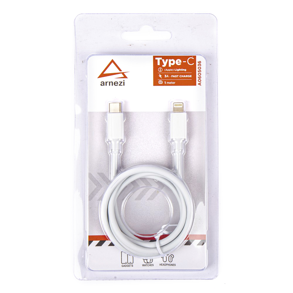 Дата-кабель зарядный Type CLightning (1 м, 3А) поддерживает быструю зарядку ARNEZI A0605036