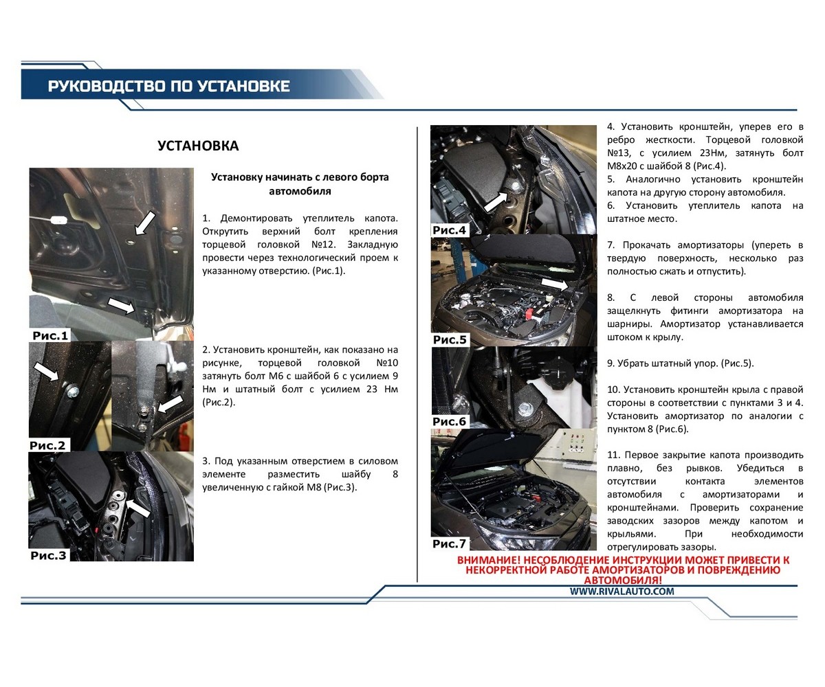 Rival AST57141 Упоры капота Toyota RAV 4 XA50 2019-, 2 шт.