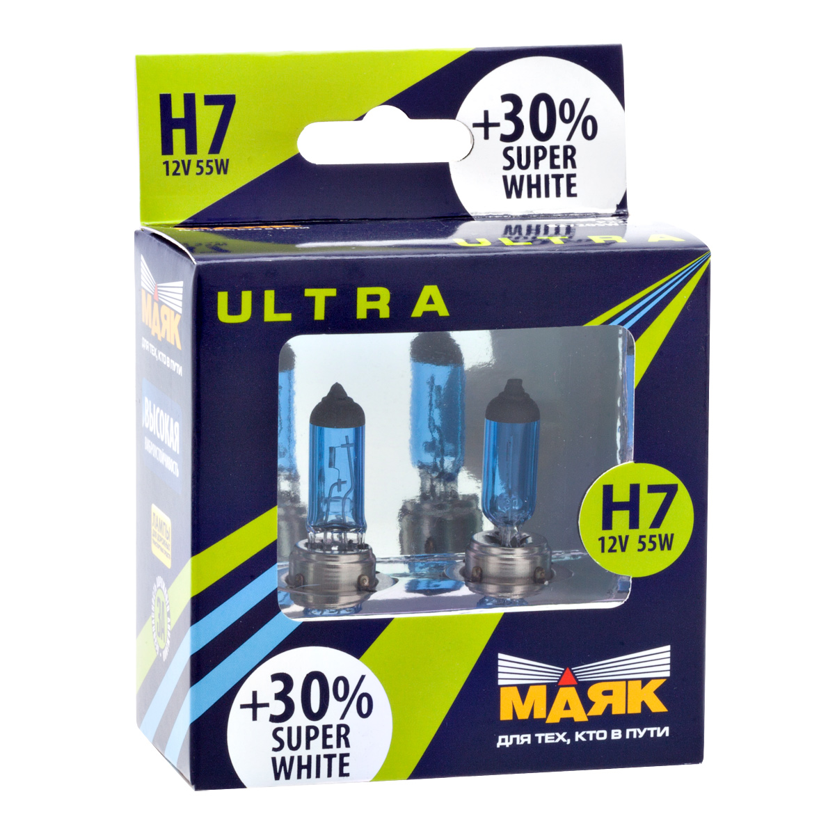 Маяк 82720SW30 Лампа 12V H7 55W +30% PX26d SUPER WHITE 2 шт. картон new