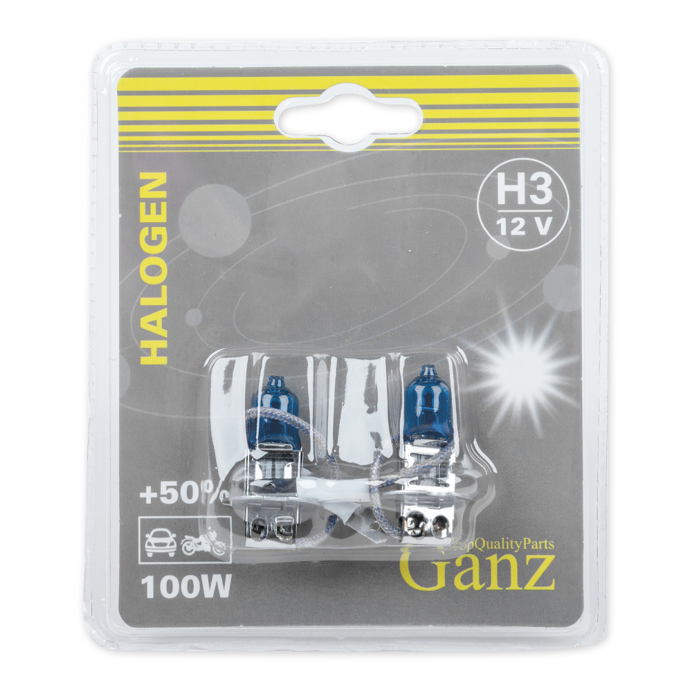 Лампа 12V H3 100W +50% PK22s 5000К GANZ 2 шт. блистер GIP06051