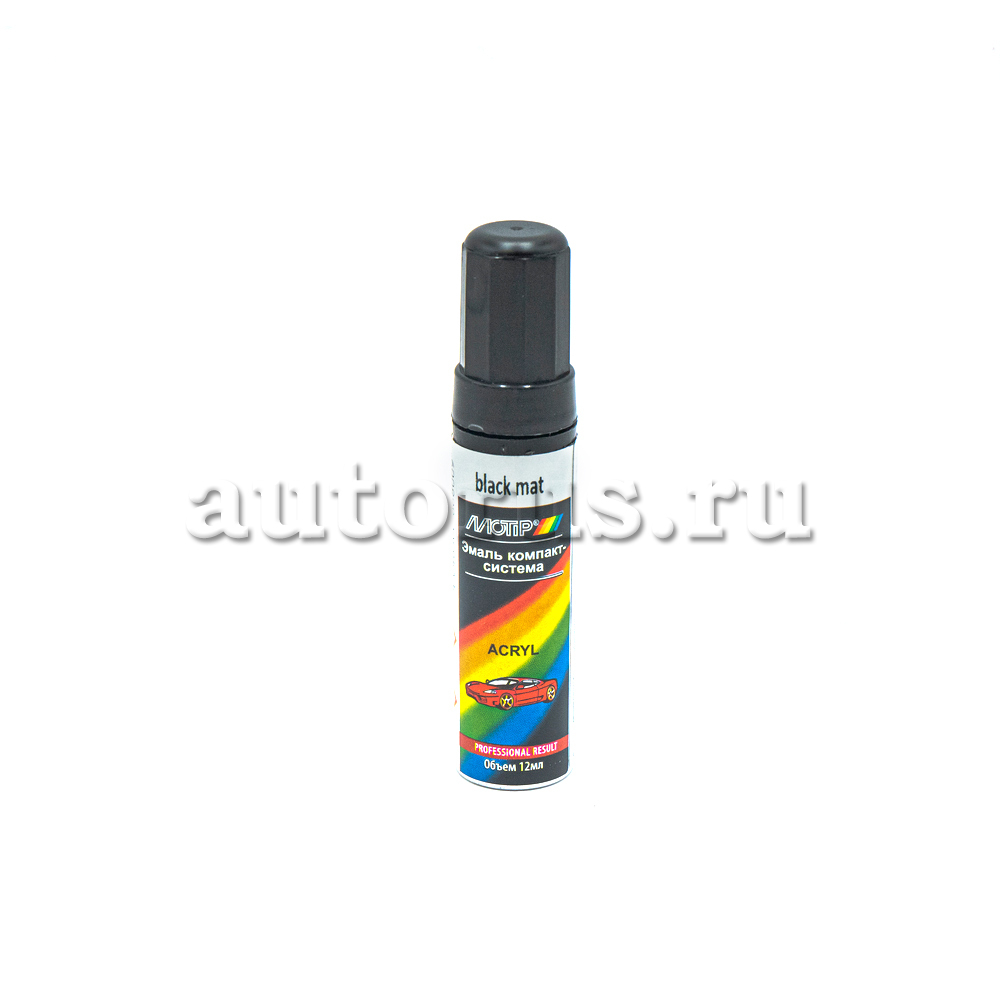 Краска акриловая с кисточкой черная матовая 12 мл. black mat 12 ml. Motip  black mat 12ml Motip артикул black mat 12ml - цена, характеристики, купить  в Москве в интернет-магазине автозапчастей АВТОРУСЬ