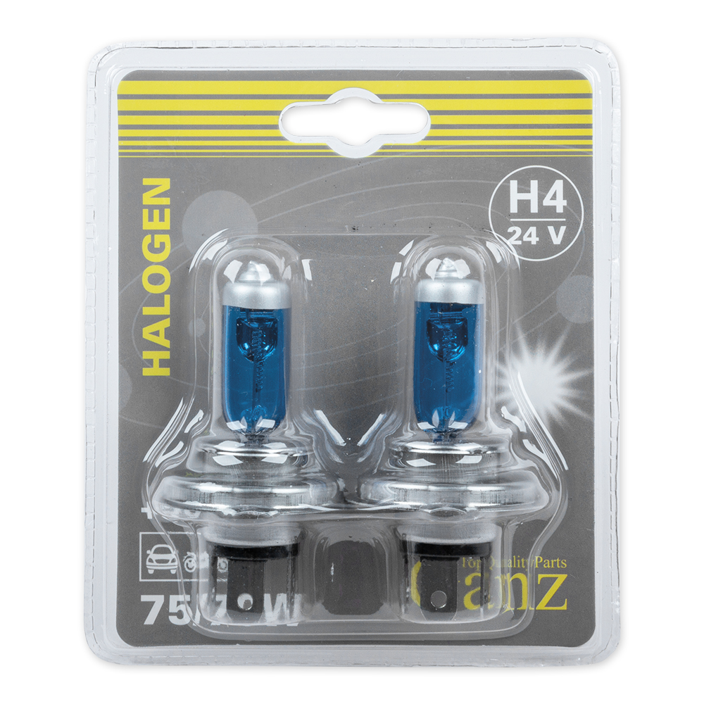 Лампа 24V H4 7570W +50% P43t 5000К GANZ 2 шт. блистер GIP06055