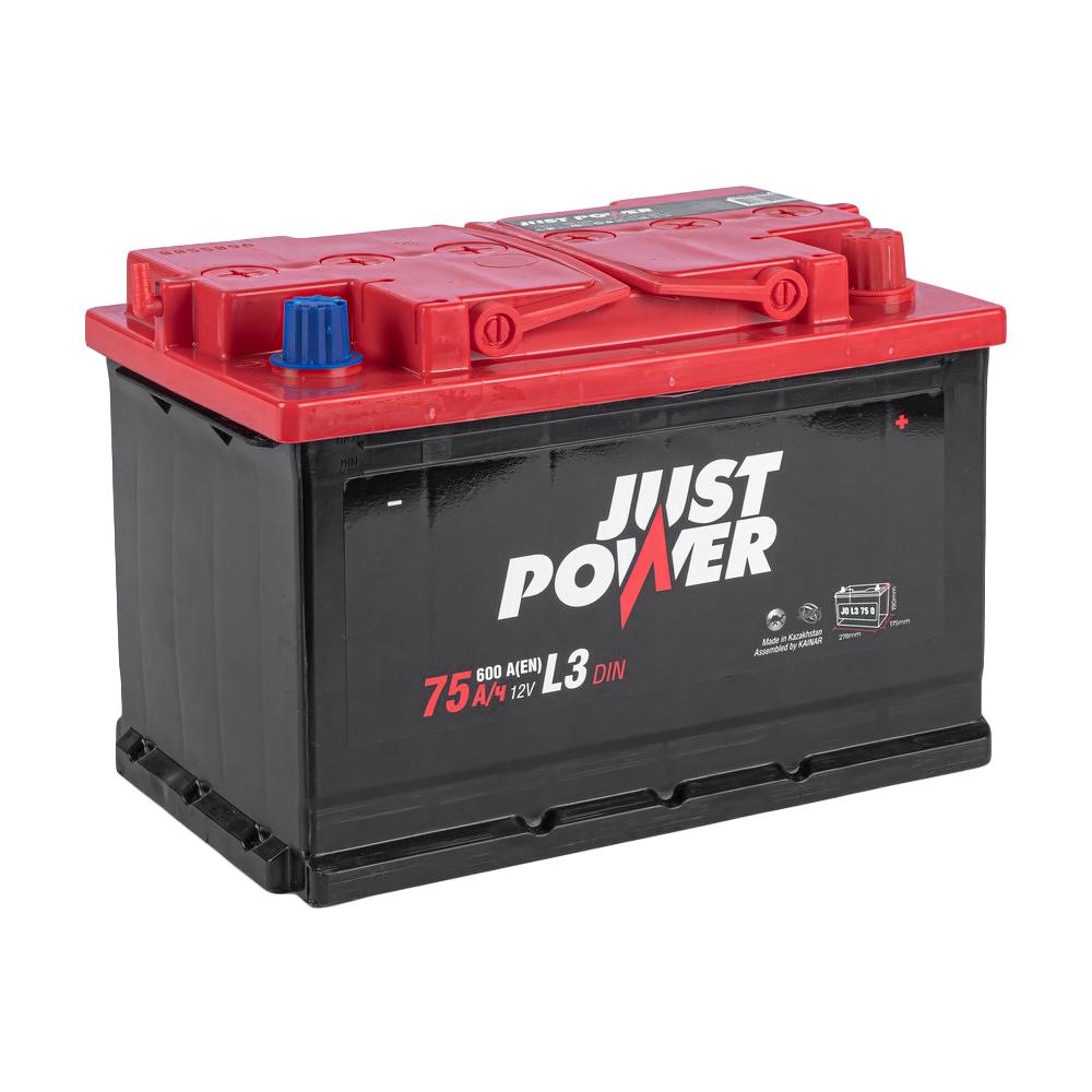 Аккумулятор JUST POWER 75 Ач обратный R+ 278x175x190 L3 EN 600 А
