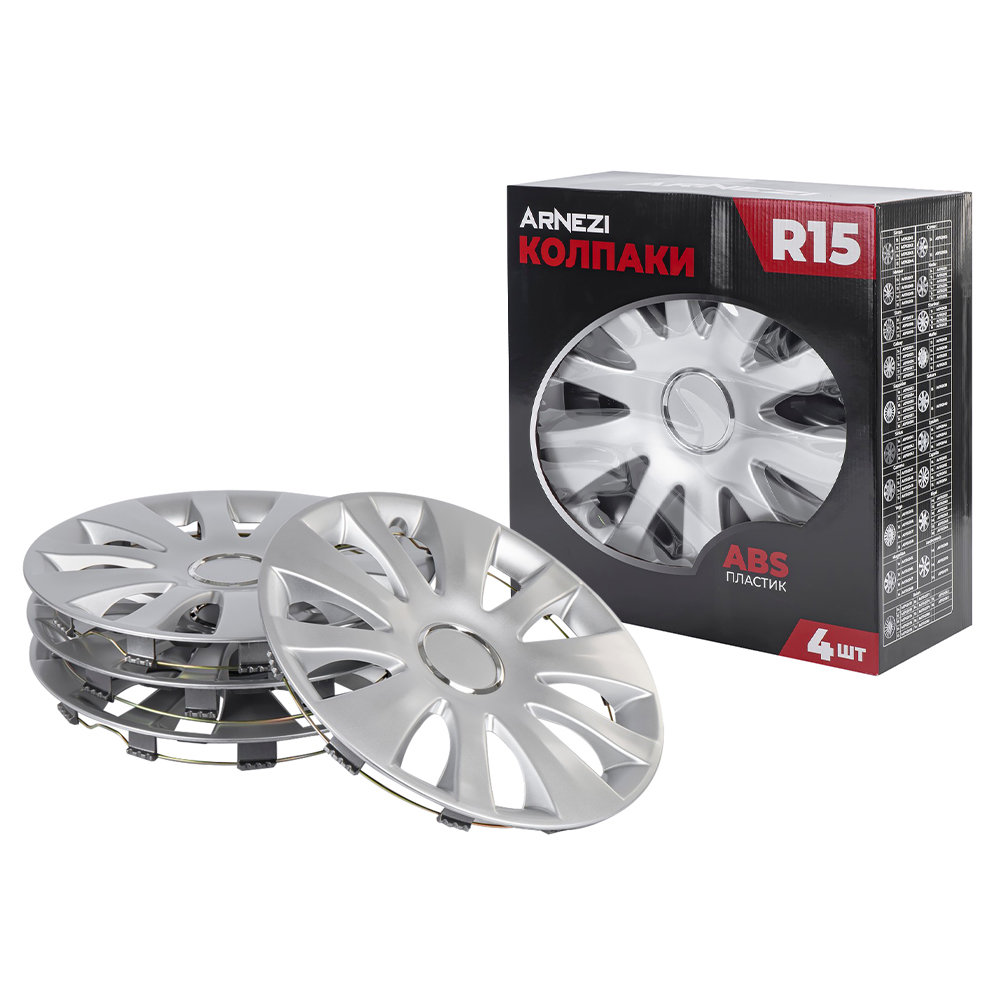 Колпаки R15 Capella 4шт (серебристые) ABS-пластик ARNEZI A0702052