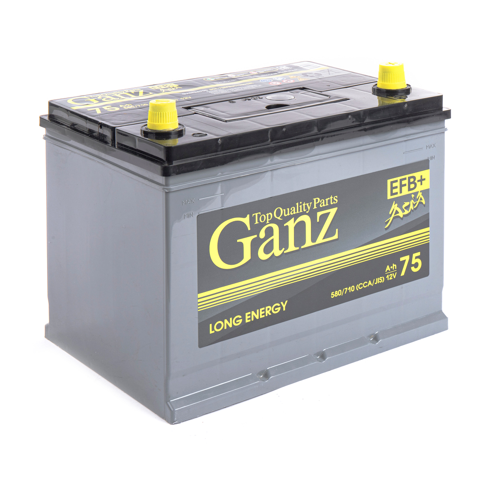 Аккумулятор GANZ ASIA EFB 75 Ач обратный R+ 260x175x225 D26 EN 580 А