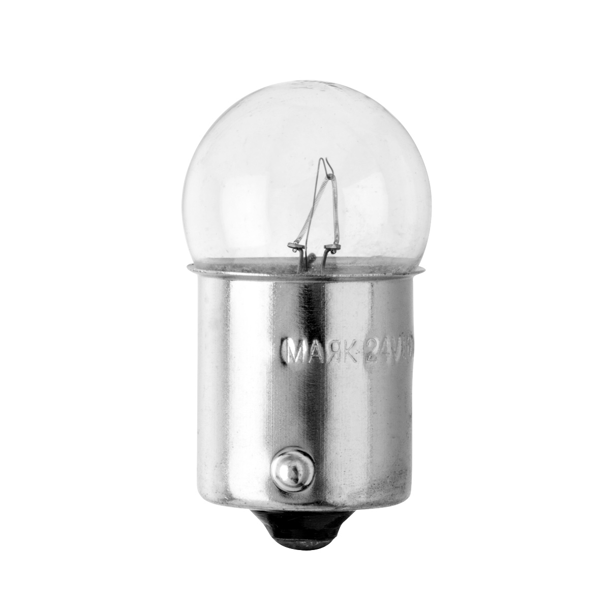 Лампа габаритнaя c цоколем БОЛЬШАЯ 24V 5W (прозрачная) BA15S МАЯК