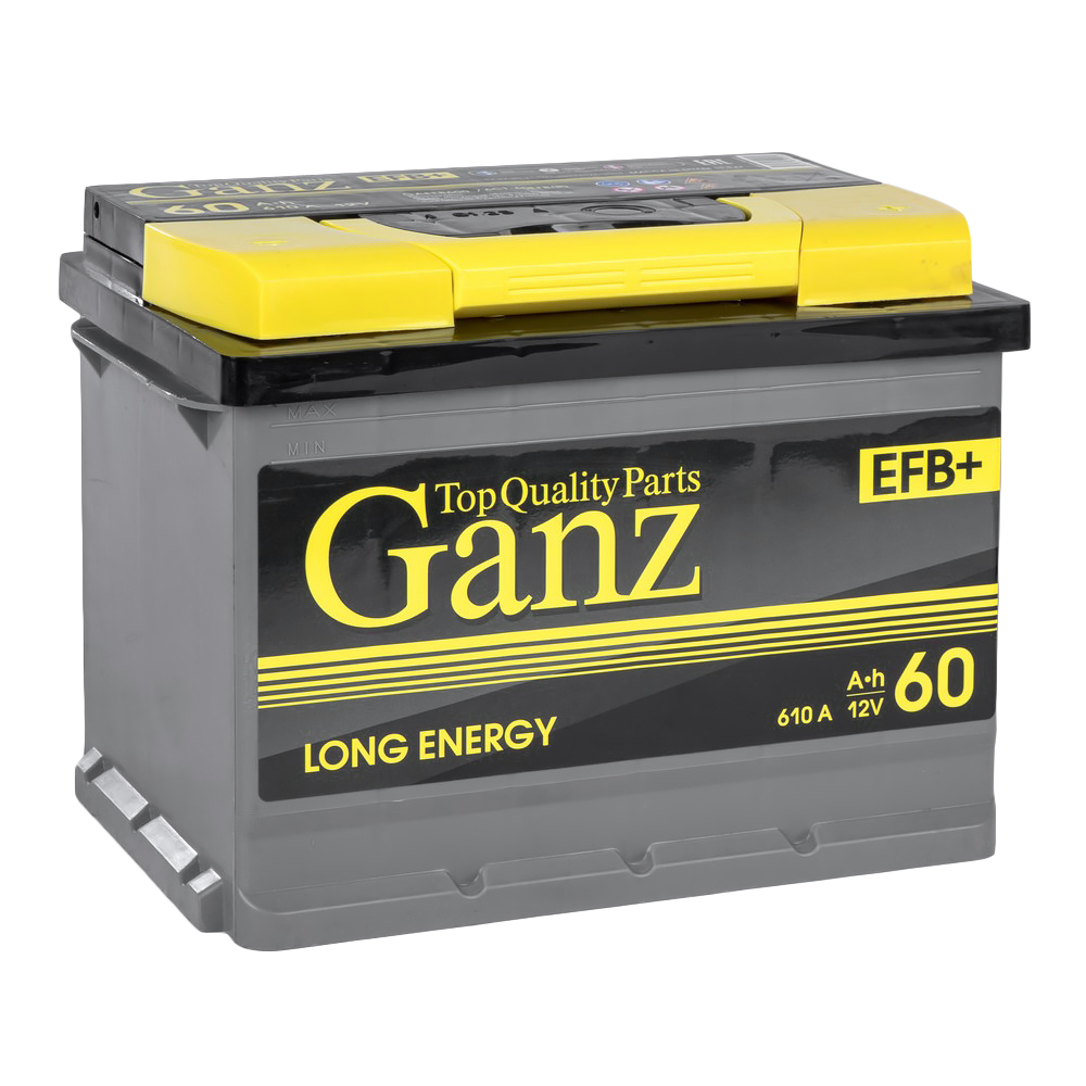 Аккумулятор GANZ EFB 60 Ач обратный R+ 242x175x190 L2 EN 610 А