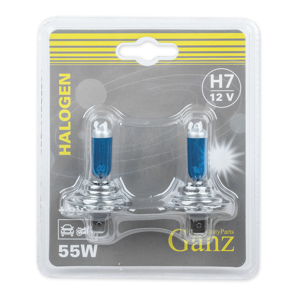 Лампа 12V H7 55W +50% PX26d 5000К GANZ 2 шт. блистер GIP06056