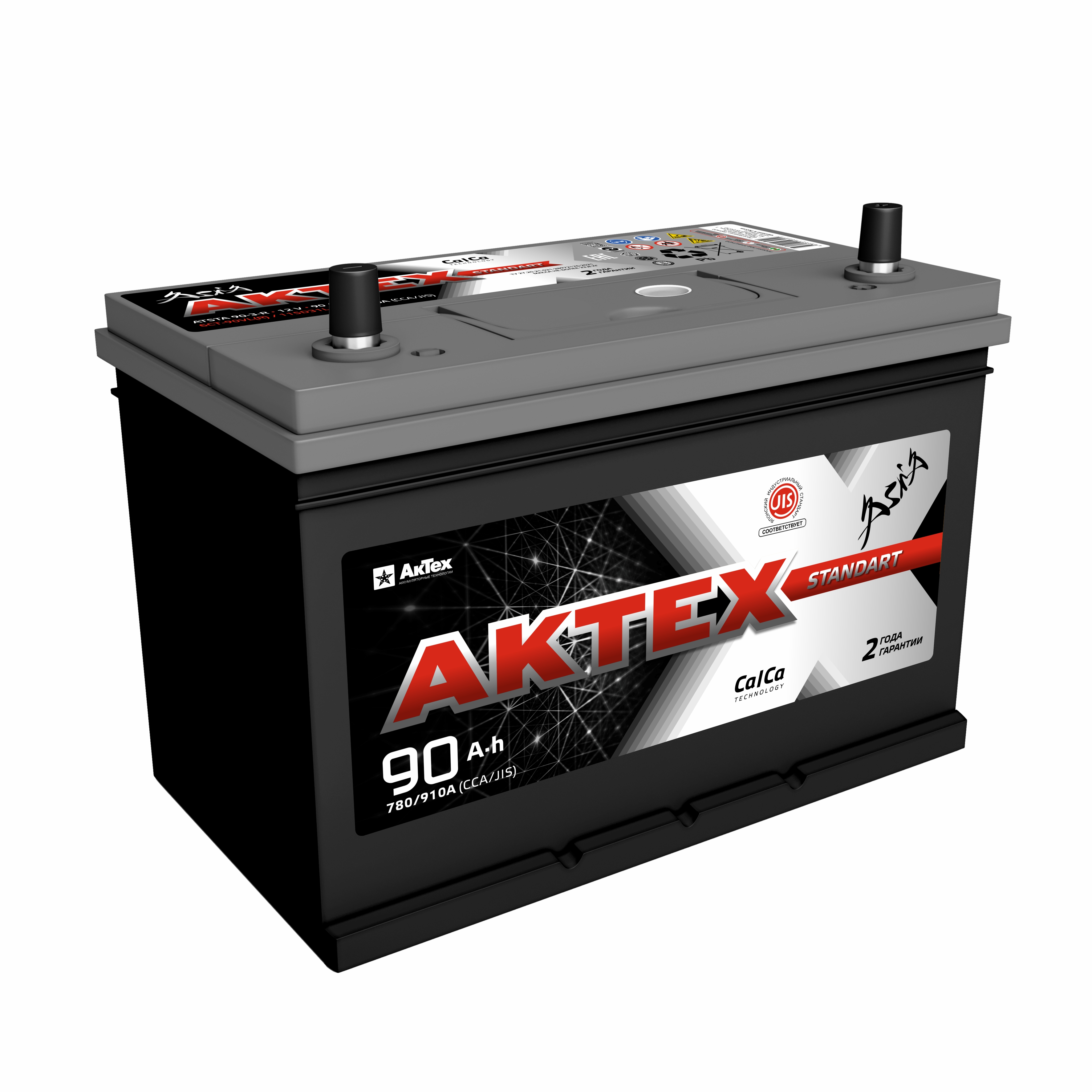 Аккумулятор АКТЕХ ASIA 90 А/ч обратная R+ 306x173x223 EN780 А ...