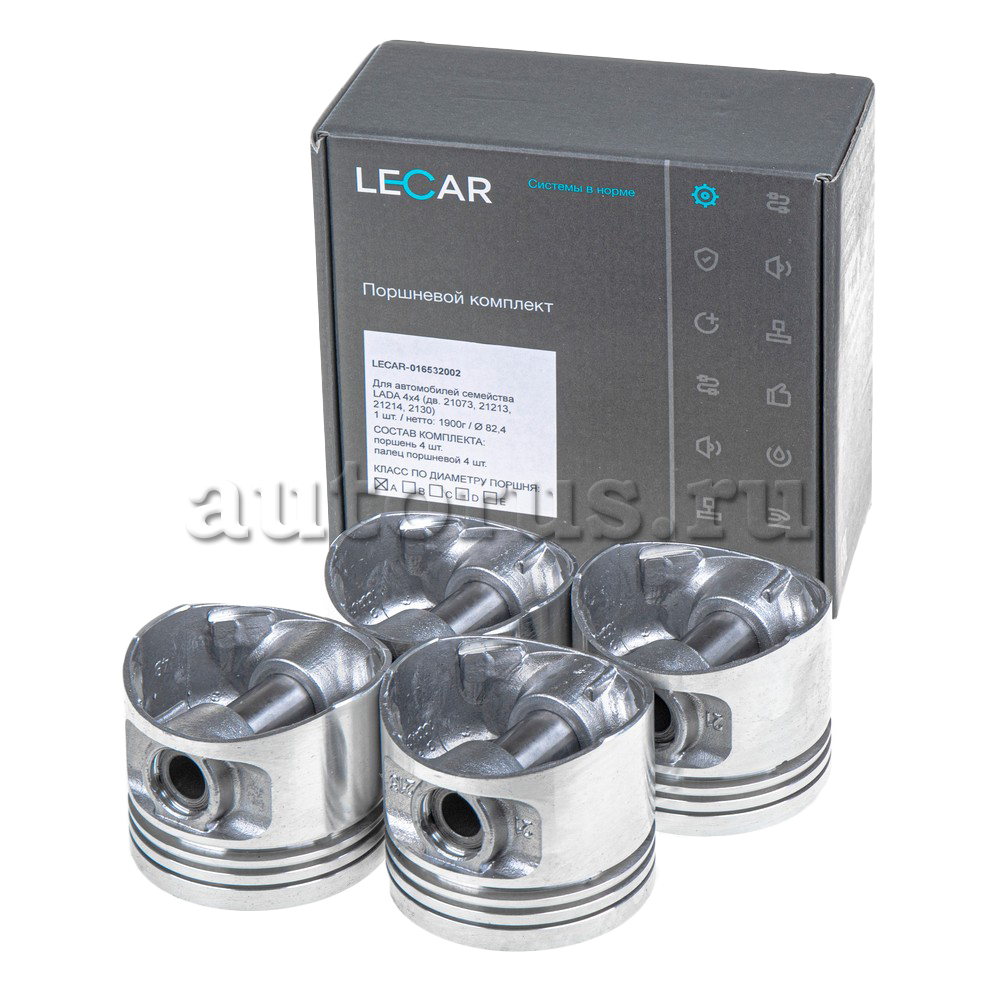 LECAR LECAR016532002 Комплект поршней 21213 (4 поршня + 4 пальца) рем.  размер 82,4 Кл. A (дв. 21073, 21213, 21214, 2130)