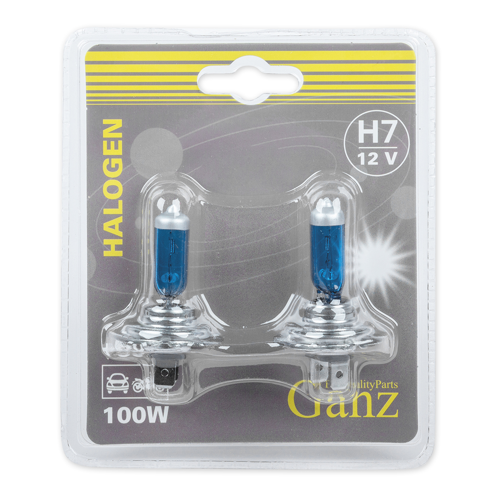 Лампа 12V H7 100W +50% PX26d 5000К GANZ 2 шт. блистер GIP06057