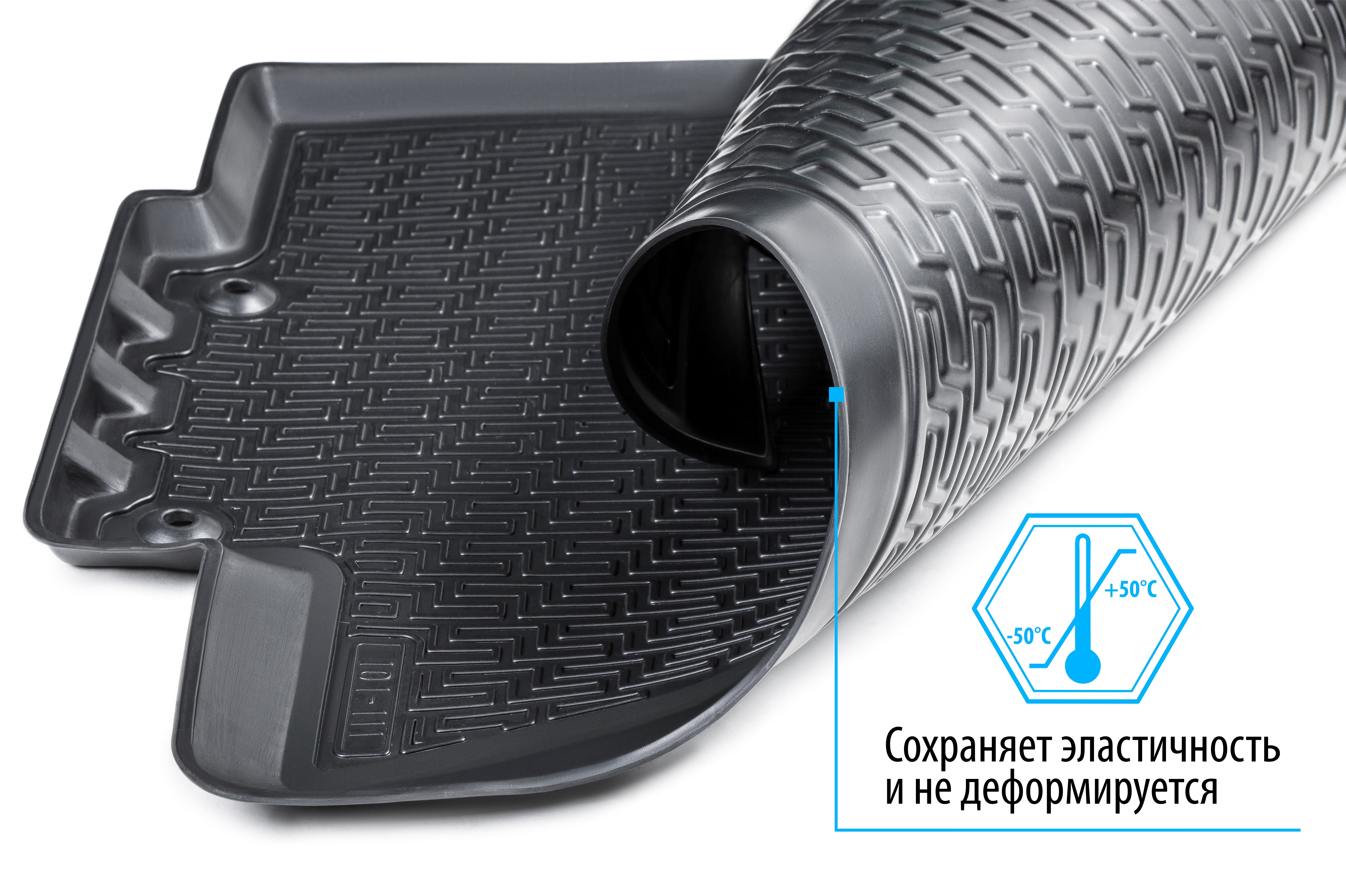 Rival 10908003 Коврики в салон автомобиля, полиуретан, с крепежом, 4 части