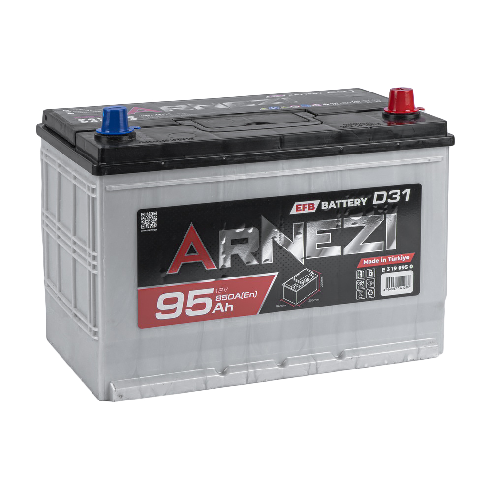 Аккумулятор ARNEZI EFB Start-stop 95 Ач обратный R+ 306x176x225 N70 EN 850 А