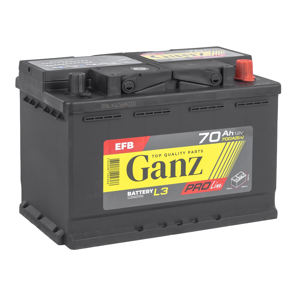 Аккумулятор GANZ PRO-Line EFB 70 Ач обратный R+ 278x175x190 L3 EN 700 А