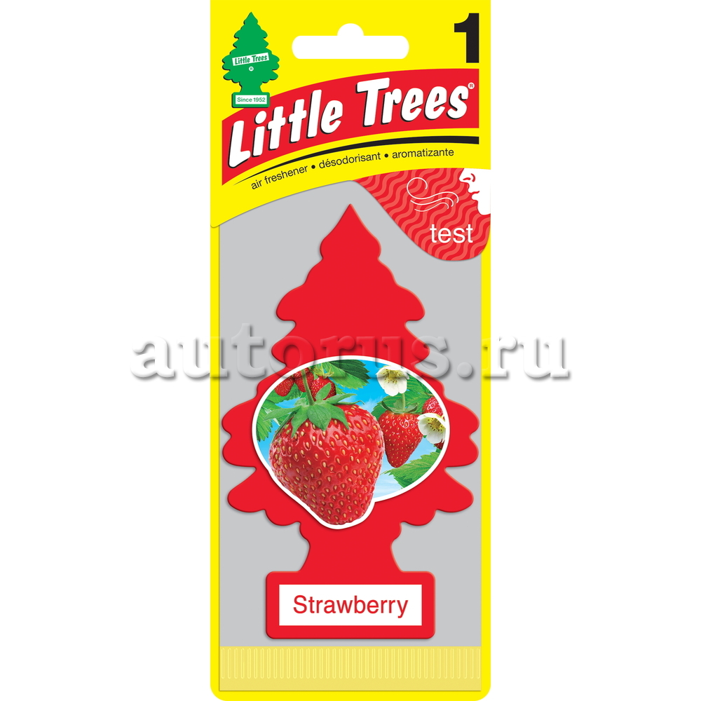 Little Trees U1P10312RUSS Ароматизатор Елочка Живая клубника пропитанный  пластинка живая клубника