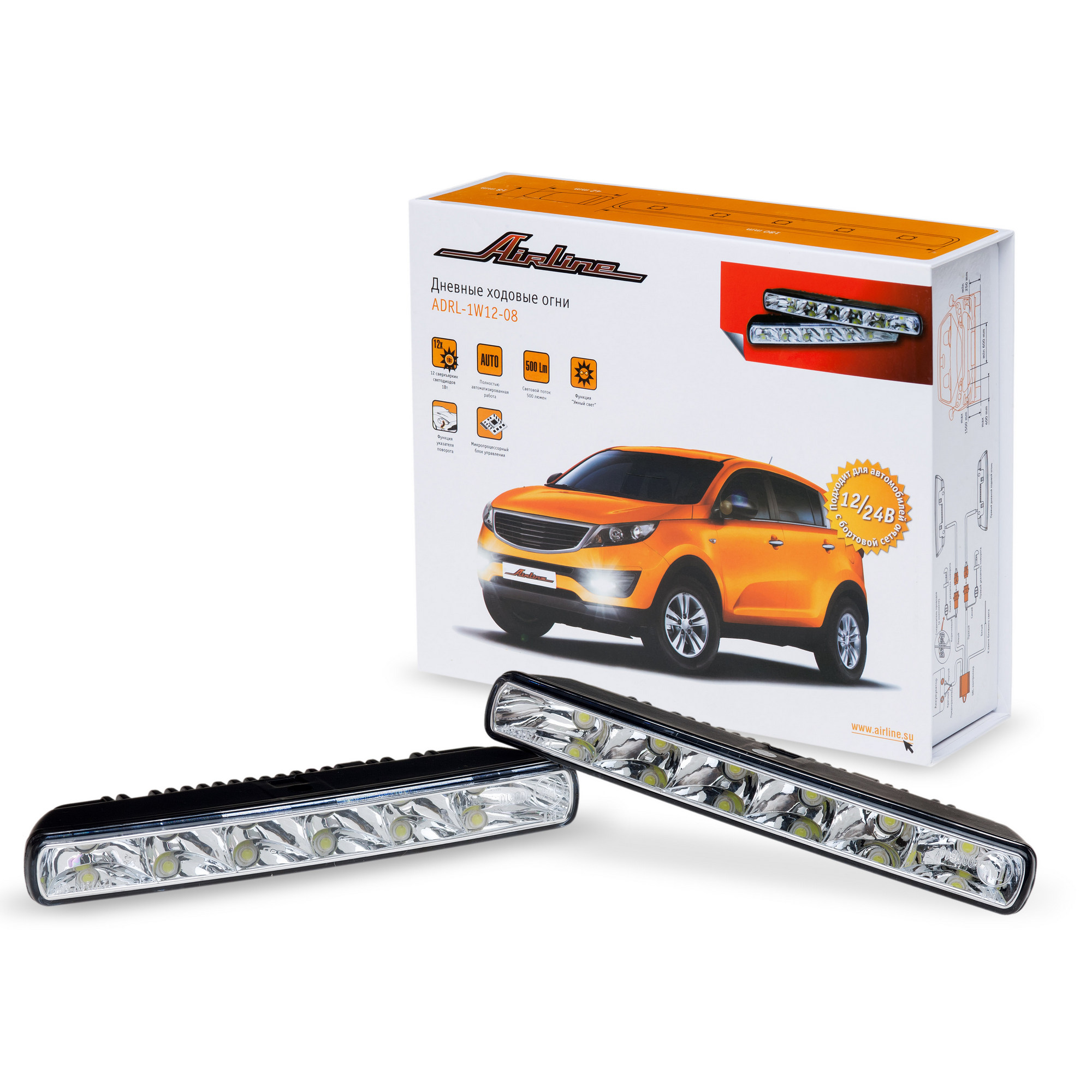 AIRLINE ADRL1W1208 Ходовые огни 1Вт*12LED с блоком управления (ADRL-1W12-08)