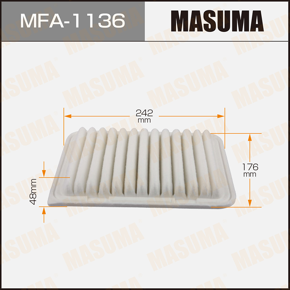 Фильтр воздушный TOYOTA ALLION MASUMA MFA-1136 MASUMA артикул MFA-1136 - цена, характеристики, купить в Москве в интернет-магазине автозапчастей АВТОРУСЬ