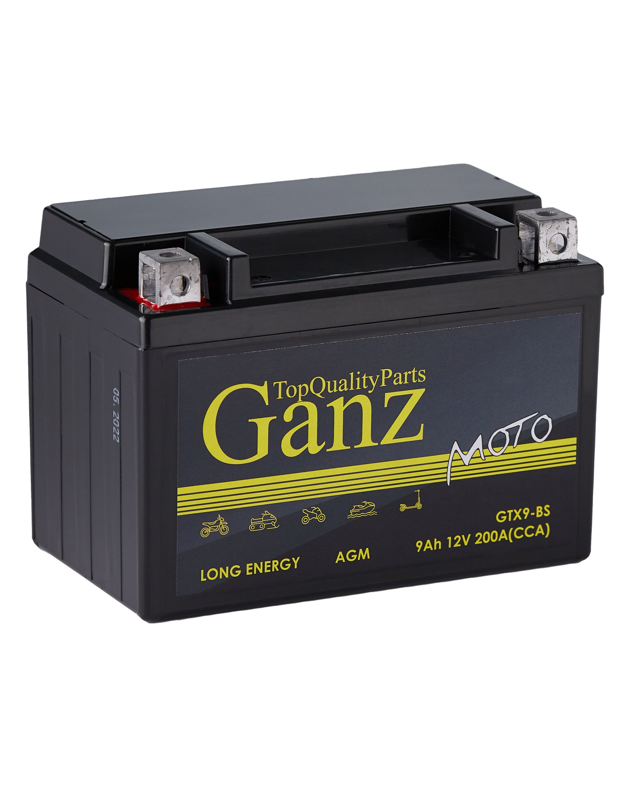 Аккумулятор GANZ мото AGM 9 Ач прямой L+ 152x87x107 мото EN 200 А