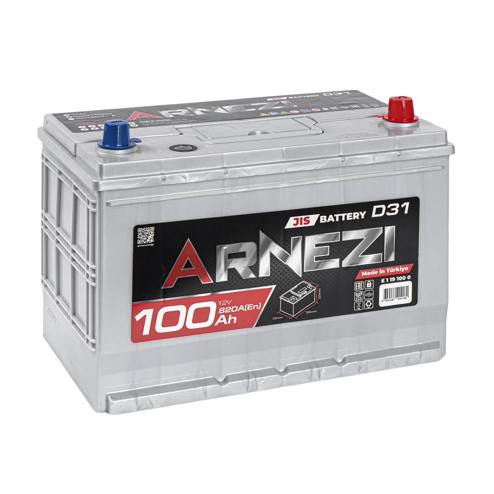 Аккумулятор ARNEZI JIS SMF 100 Ач обратный R+ 306x176x225 D31 EN 820 А