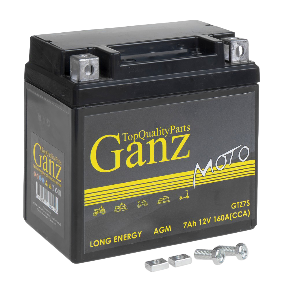 Аккумулятор GANZ мото AGM 7 Ач обратный R+ 114x70x108 мото EN 170 А