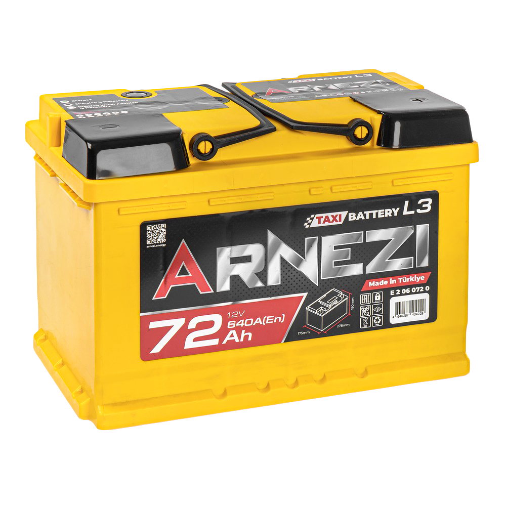 Аккумулятор ARNEZI TAXI SMF 72 Ач обратный R+ 278x175x190 L3 EN 640 А