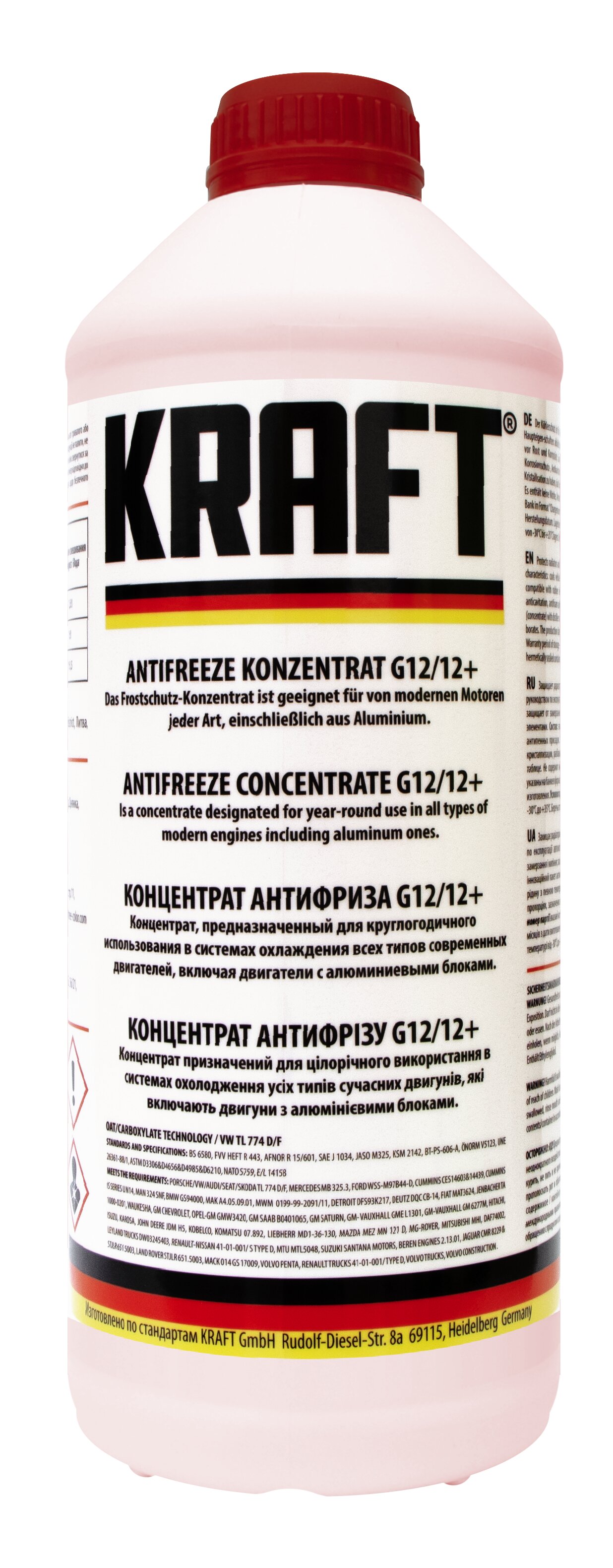 Антифриз KRAFT Antifreeze G12+ концентрат красный 1,5 л KF103 KRAFT ...