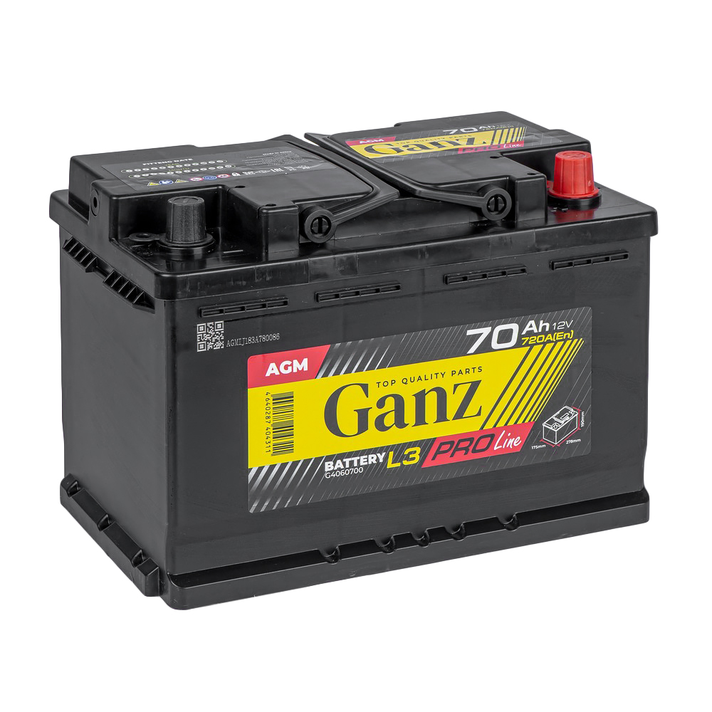 Аккумулятор GANZ PRO-Line AGM 70 Ач обратный R+ 278x175x190 L3 EN 720 А