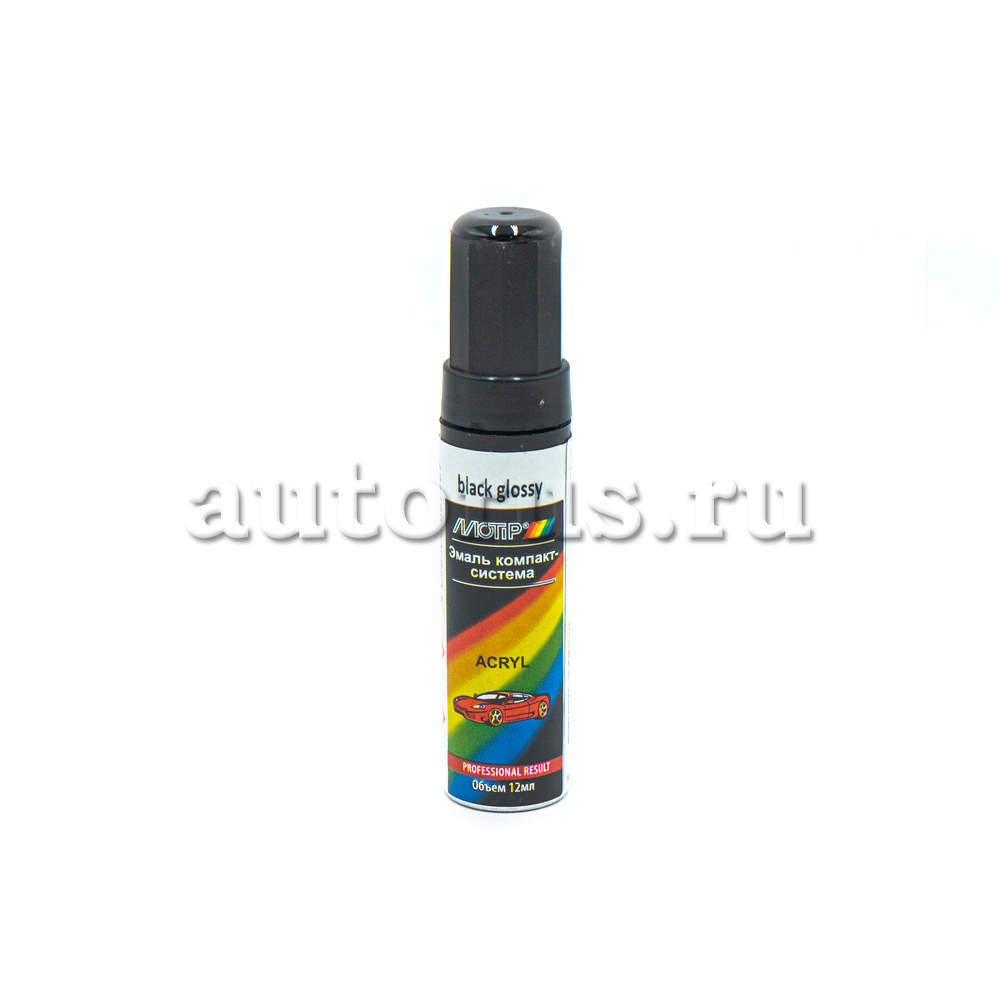 MOTIP BLACKGLOSSY12ML Краска акриловая с кисточкой черная глянцевая 12 мл.  black glossy 12 ml.