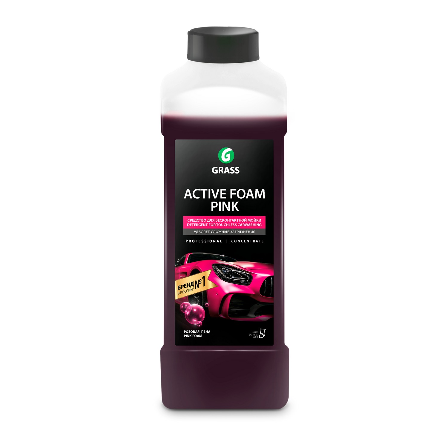 Автошампунь Active Foam Pink для бесконтактной мойки розовая пена 1л GRASS  113120 GRASS артикул 113120 - цена, характеристики, купить в Москве в  интернет-магазине автозапчастей АВТОРУСЬ