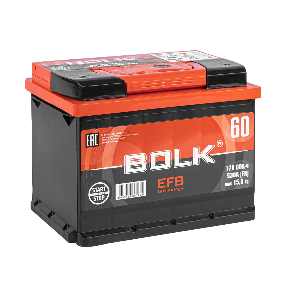 Аккумулятор BOLK EFB Stop&Go 60 Ач обратный R+ 242x175x190 L2 EN 530 А