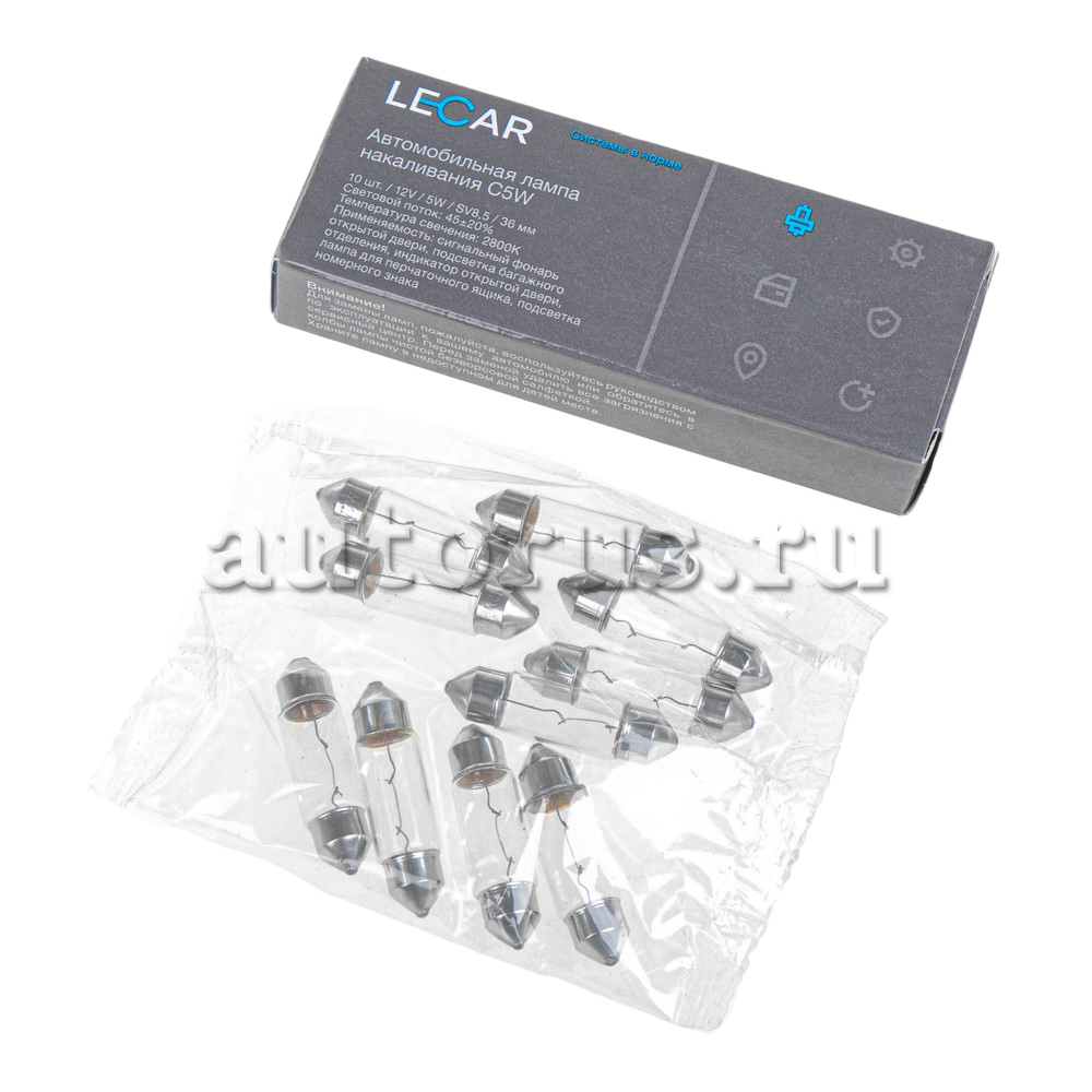 Лампа накалив C5W 12V 5W SV8,5 салон пальчик (LECAR)