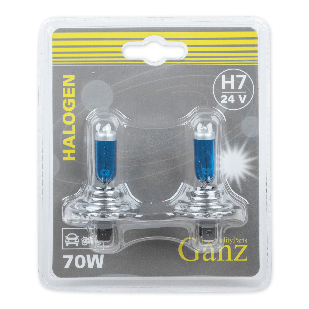 Лампа 24V H7 70W +50% PX26d 5000К GANZ 2 шт. блистер GIP06058