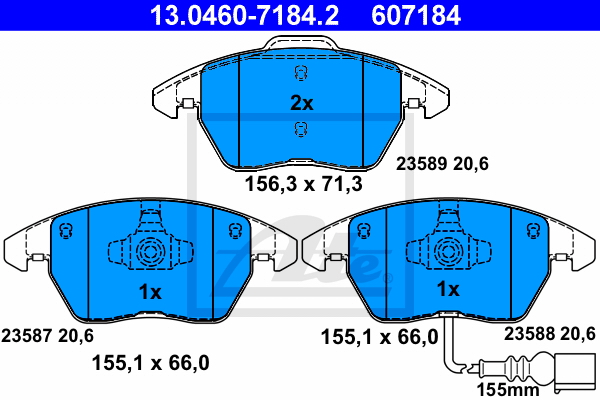 Колодки тормозные передние ATE 13.0460-7184.2 ATE артикул 13.0460-7184.2 - цена, характеристики, купить в Москве в интернет-магазине автозапчастей АВТОРУСЬ