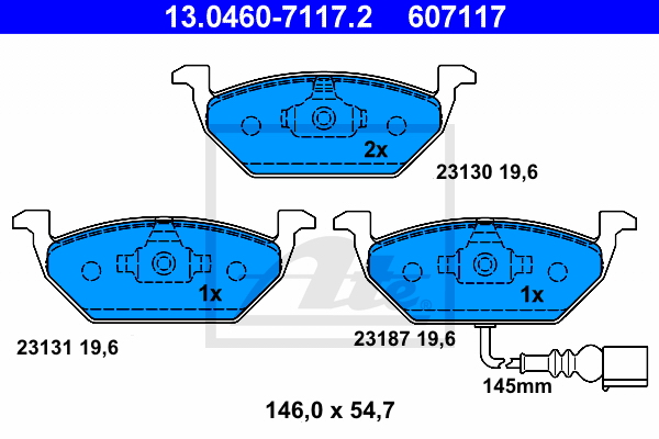 Колодки тормозные передние ATE 13.0460-7117.2 ATE артикул 13.0460-7117.2 - цена, характеристики, купить в Москве в интернет-магазине автозапчастей АВТОРУСЬ