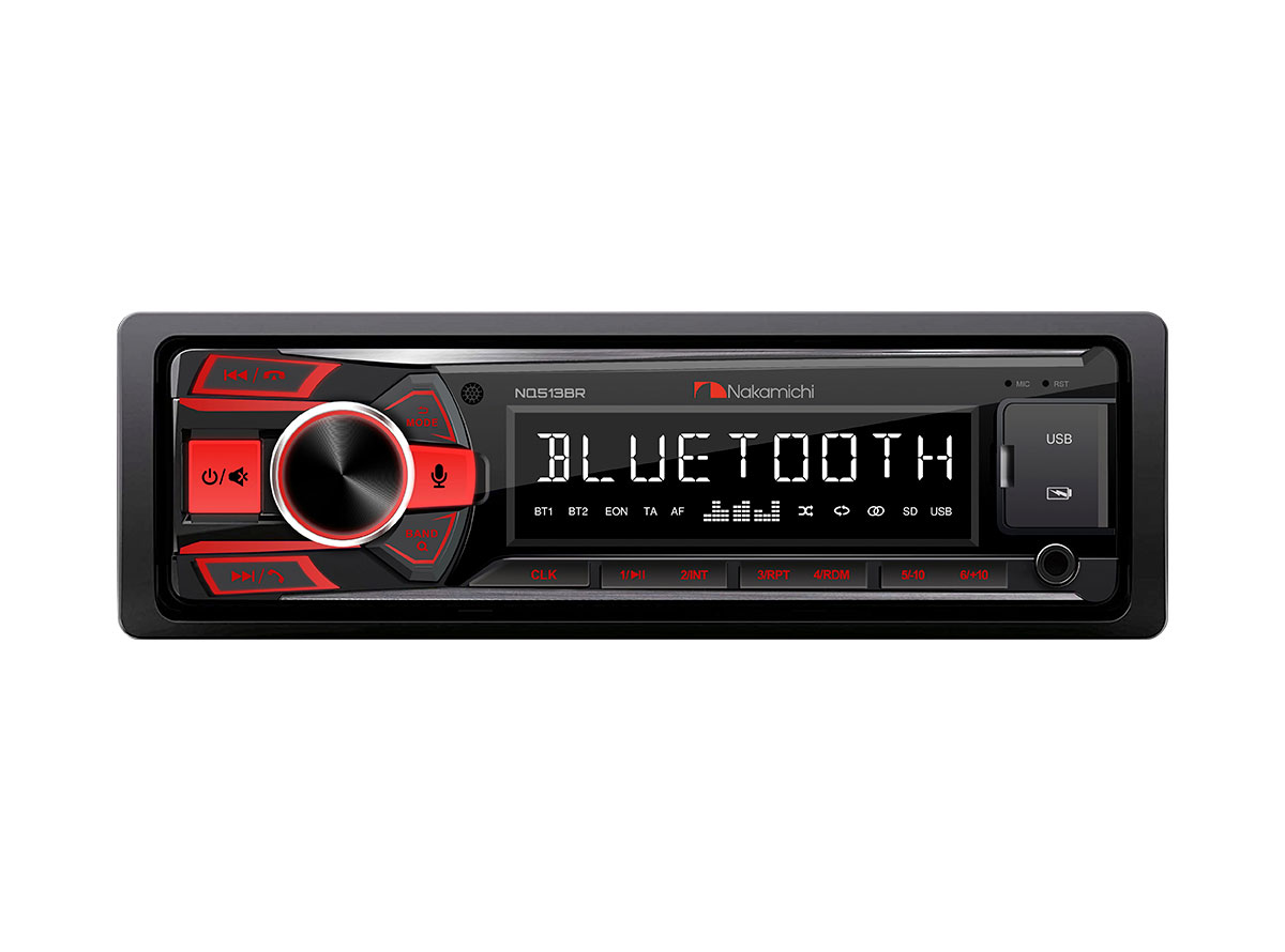 NAKAMICHI NAKNQ513BR Автомагнитола Nakamichi NQ513BR 1 din , USB, AUX, ВТ,  4*50 Вт, красная подсветка