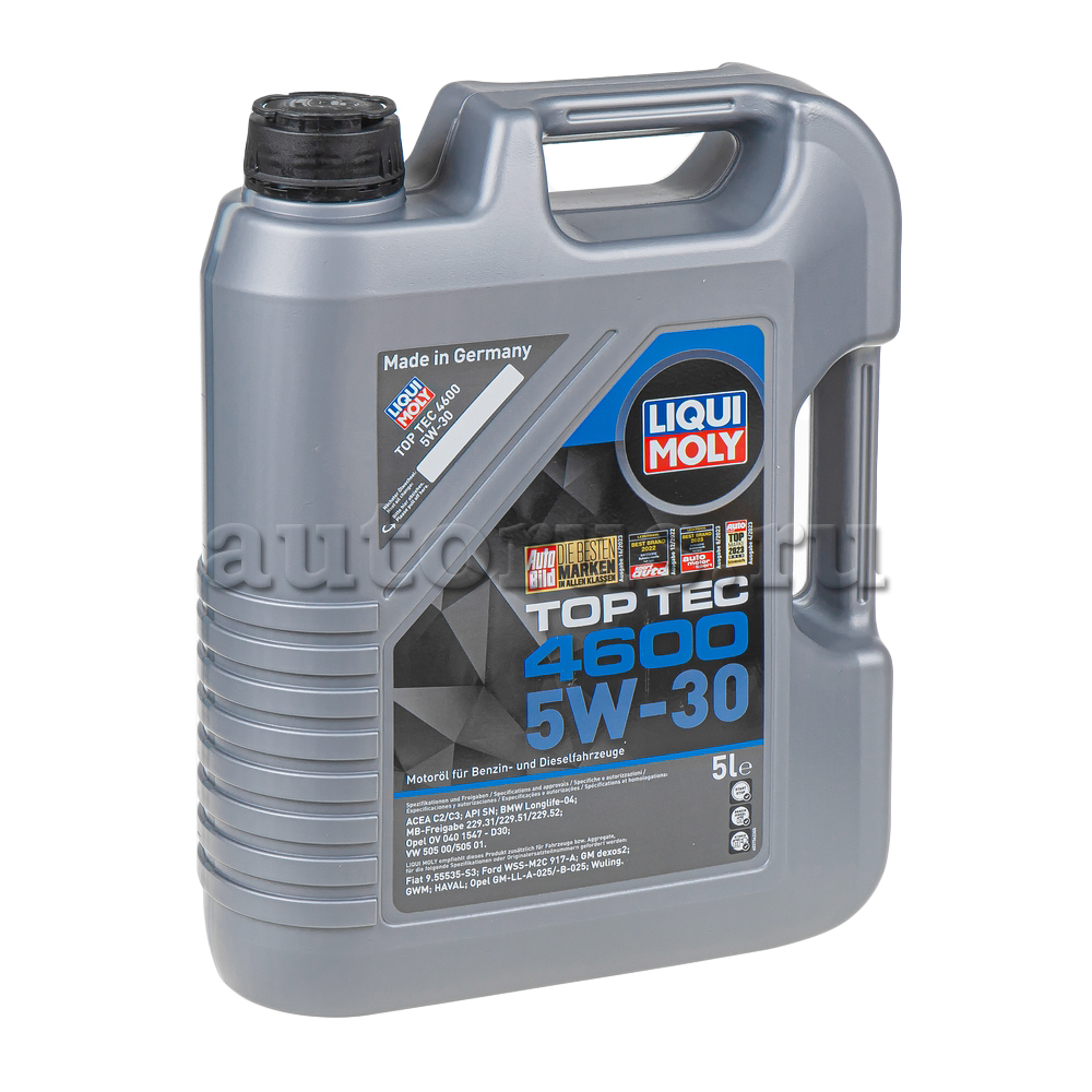 Масло моторное LIQUI MOLY Top Tec 4600 5W-30 синтетическое 5 л  2316/8033/3756 LIQUI MOLY артикул 2316 - цена, характеристики, купить в  Москве в интернет-магазине автозапчастей АВТОРУСЬ